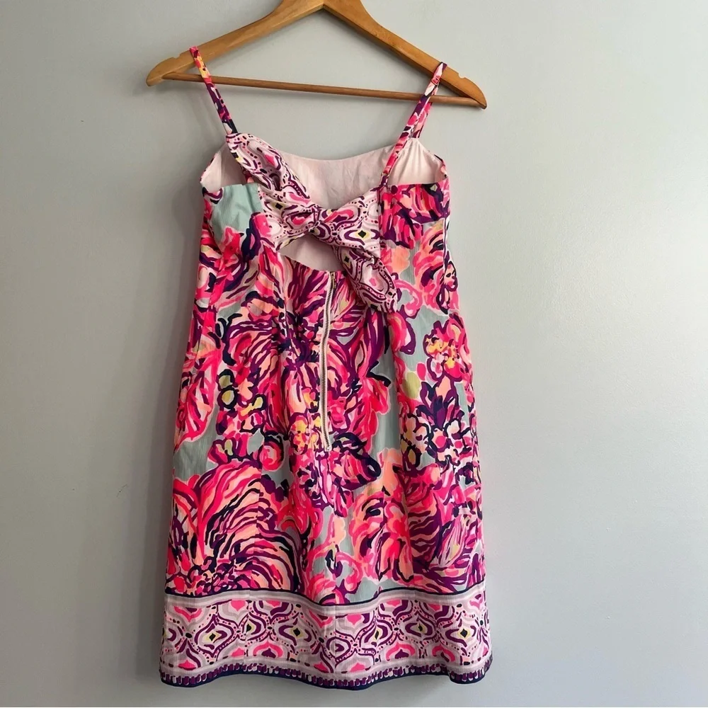 Lilly Pulitzer Shelli Dress Size 6 Tie Back Pink Blue - Picture 2 of 16